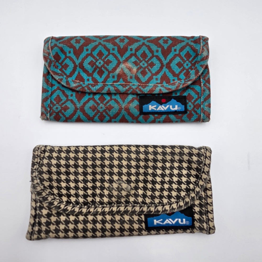 KAVU Big Spender Wallet Lot 2 Unisex OS Multi Good Canvas Tri-fold Geometric
